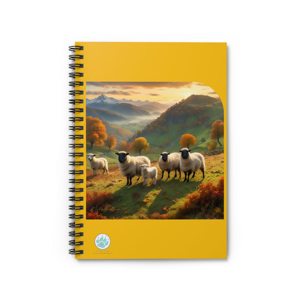 Fold of Autumn Spiral Notebook - Ruled Line for Nature Lovers - Whimsical Sheep