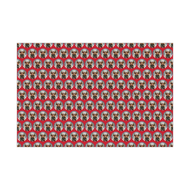 Jingle Coo in Red Wrapping Paper - Christmas Gift Wrap - Highland Coo - Scottish Cow