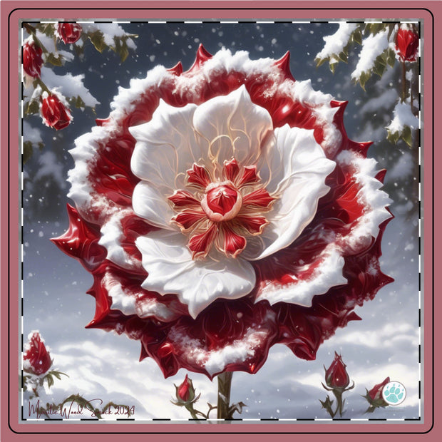 Grace in Frost Ceramic Coaster - Tudor Rose - Winter Beauty