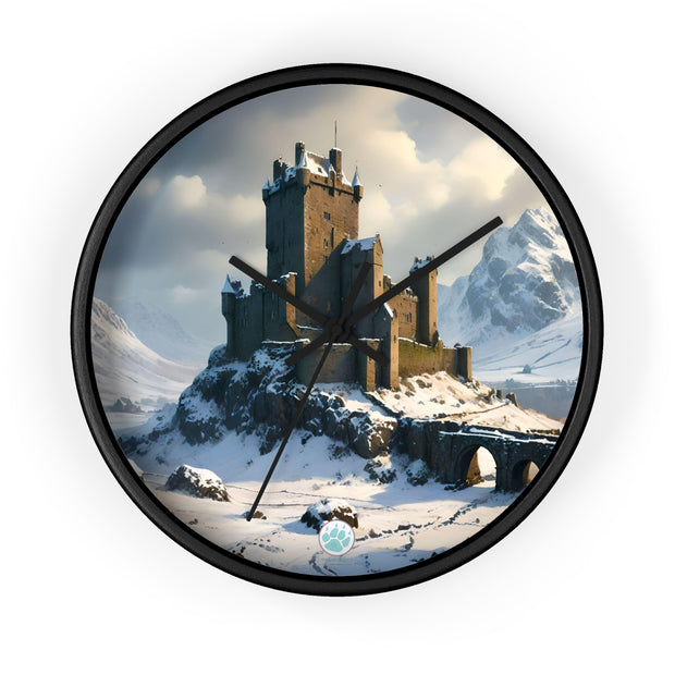 Whispers of Winter's Past Wall Clock - Castle In Winter - Architecture Lovers - Castle Lovers