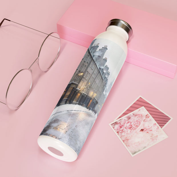 Winter Whispers in Edinburgh Slim Water Bottle - Travel Lover - Edinburgh Scotland