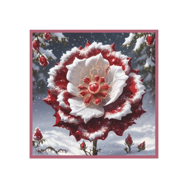 Grace in Frost  Square Magnet - Tudor Rose - Winter Beauty