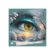 Mother Nature's Gaze Square Magnet - Serene Winter Scene in Teals and Golds