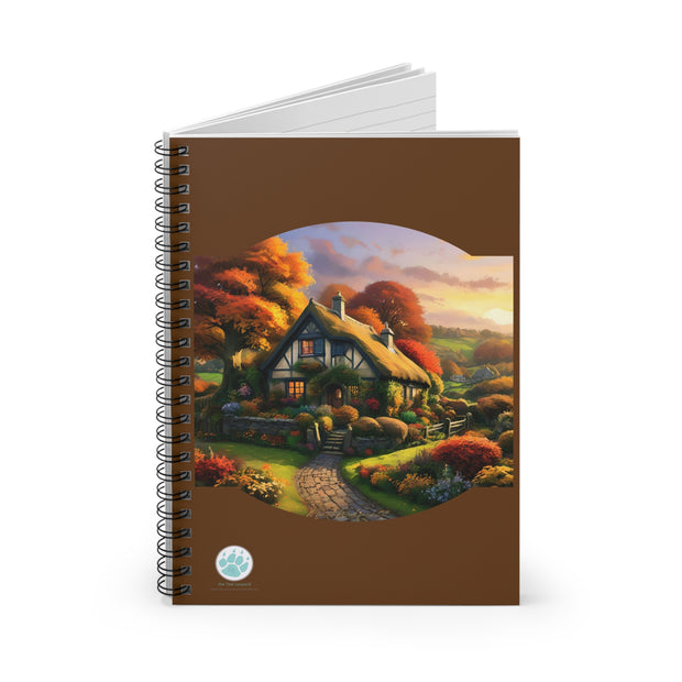 Quaint Cottage Spiral Notebook - Ruled Lines for Nature Lovers - Peaceful Cottage