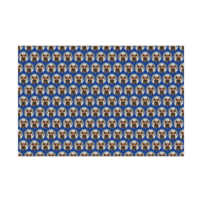 Jingle Coo in Blue Wrapping Paper - Christmas Gift Wrap - Highland Coo - Scottish Cow