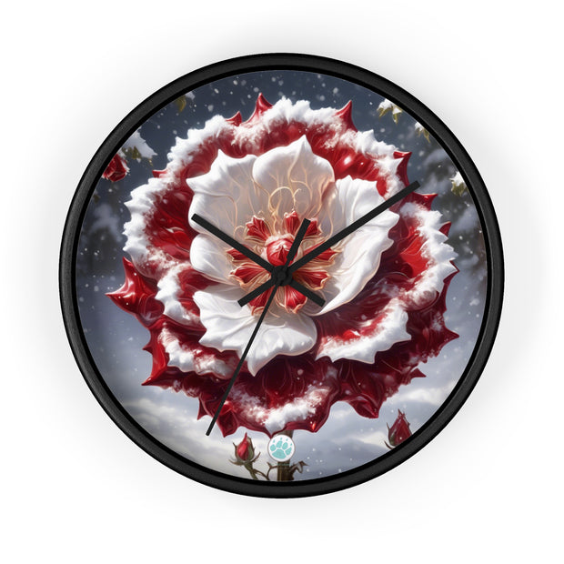 Grace in Frost Wall Clock - Tudor Rose - Winter Beauty