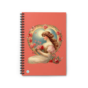 Victorian Love's Embrace in Pink Spiral Notebook - Ruled Line Journal - Vintage Vibes