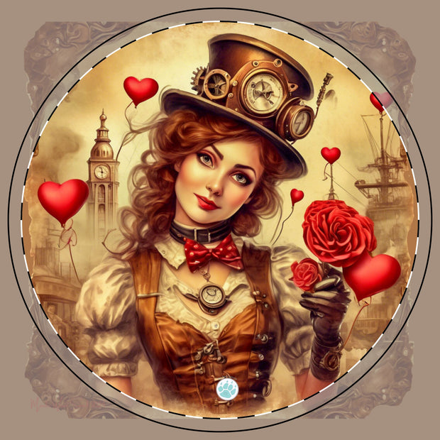 Timeless Affection Ceramic Coaster - Steampunk - Valentines Day