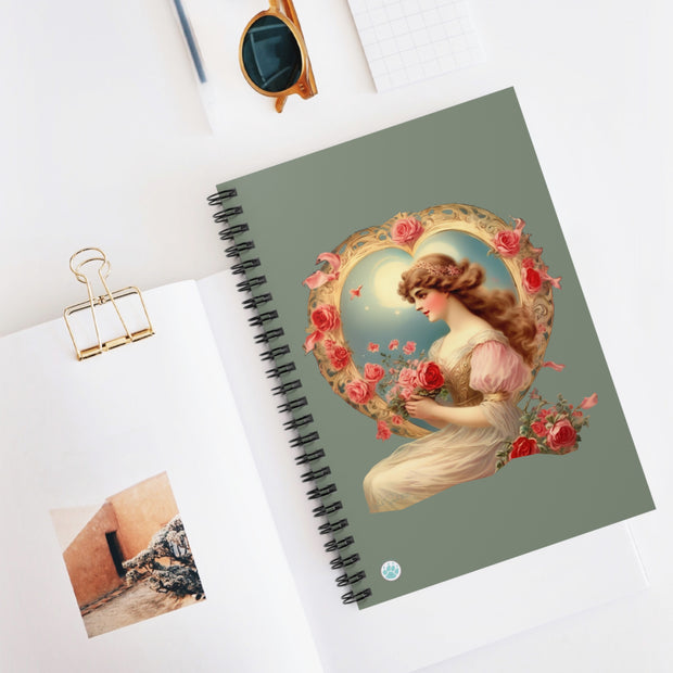 Victorian Love's Embrace Spiral Notebook -  Ruled Line Journal - Vintage Vibes