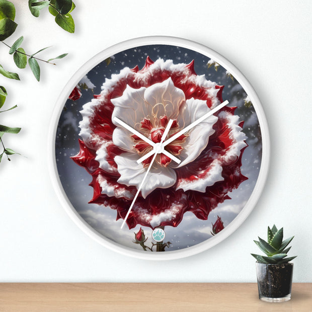 Grace in Frost Wall Clock - Tudor Rose - Winter Beauty