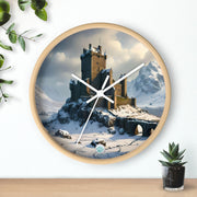 Whispers of Winter's Past Wall Clock - Castle In Winter - Architecture Lovers - Castle Lovers