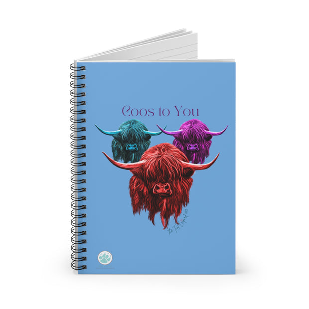 Coos to You Spiral Notebook - Colorful Highland Coo Design