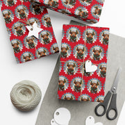 Jingle Coo in Red Wrapping Paper - Christmas Gift Wrap - Highland Coo - Scottish Cow