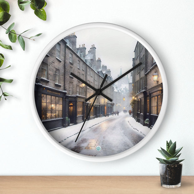 Winter Whispers in Edinburgh Wall Clock - Travel Lover - Edinburgh Scotland