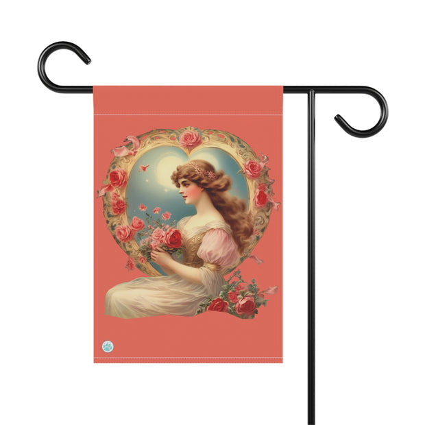 Victorian Love's Embrace House Banner -  Vintage Victorian -Valentine's Day - Roses Design