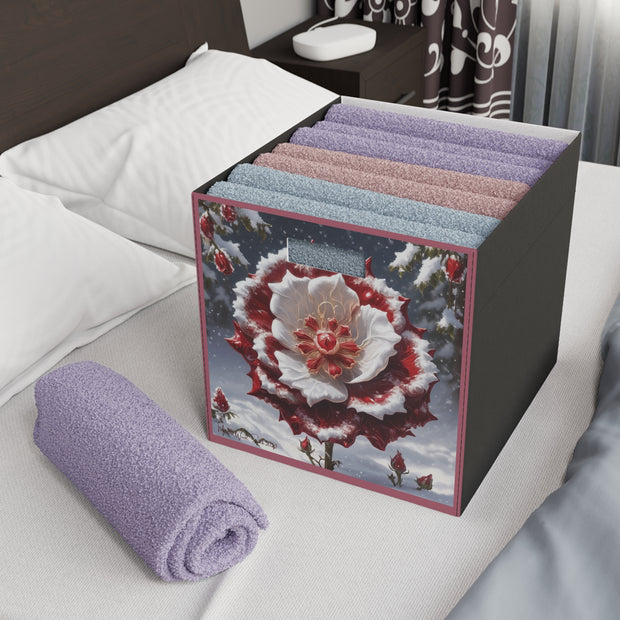 Grace in Frost Felt Storage Box - Tudor Rose - Winter Beauty