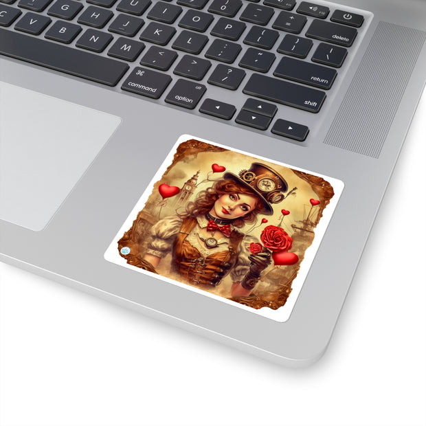 Timeless Affection  Square Stickers - Steampunk - Valentines Day