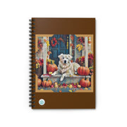 Welcome Home Spiral Notebook - Cozy Dog & Pumpkin Design - Autumn Vibes