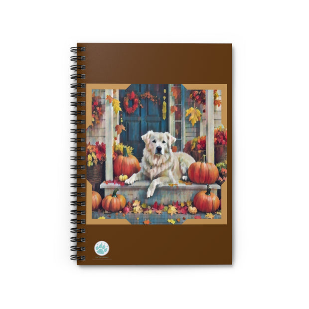 Welcome Home Spiral Notebook - Cozy Dog & Pumpkin Design - Autumn Vibes