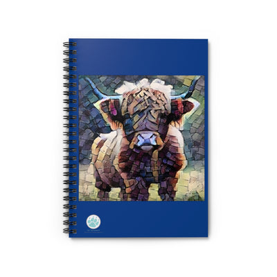 Mosaic Coo Spiral Notebook - Ruled Line for Animal Lovers - Artistic Scottish Cow