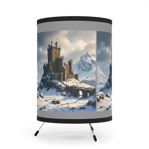 Whispers of Winter's Past Tripod Lamp with High-Res Printed Shade, US\CA plug - Castle In Winter - Architecture Lovers - Castle Lovers