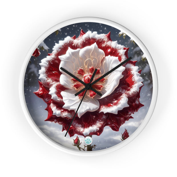 Grace in Frost Wall Clock - Tudor Rose - Winter Beauty