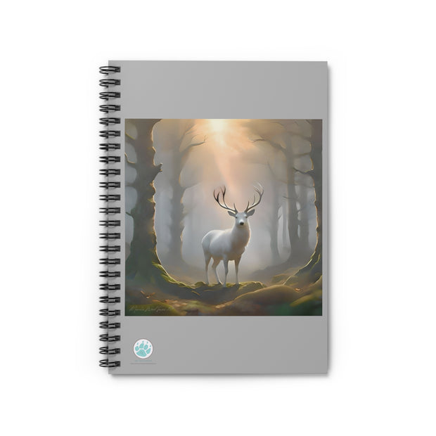 White Stag Spiral Notebook - Ruled Line | Nature Lover's Journal - Elegant Forest Deer