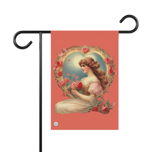 Victorian Love's Embrace House Banner -  Vintage Victorian -Valentine's Day - Roses Design