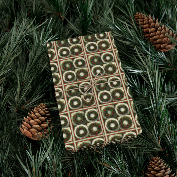 Wreaths of the Holidays Gift Wrap Papers - Evergreen Wreaths - Holiday Decorating