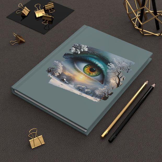 Mother Nature's Gaze Hardcover Journal Matte - Teal and Gold Winter Landscape Artwork