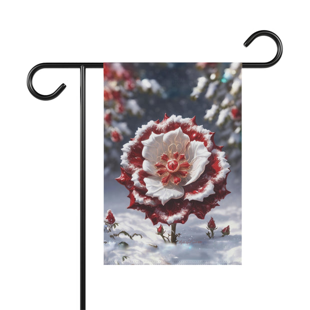 Grace in Frost Garden Banner - Tudor Rose - Winter Beauty