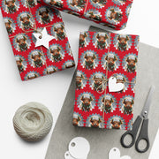 Jingle Coo in Red Wrapping Paper - Christmas Gift Wrap - Highland Coo - Scottish Cow