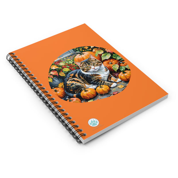 Among the Pumpkins Spiral Notebook - Pumpkin Patch Design for Fall Lovers Cat-Themed