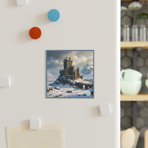 Whispers of Winter's Past Square Magnet - Castle In Winter - Architecture Lovers - Castle Lovers