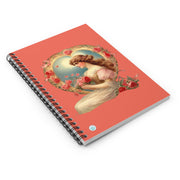 Victorian Love's Embrace in Pink Spiral Notebook - Ruled Line Journal - Vintage Vibes