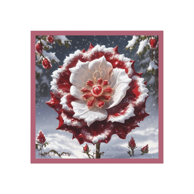 Grace in Frost  Square Magnet - Tudor Rose - Winter Beauty