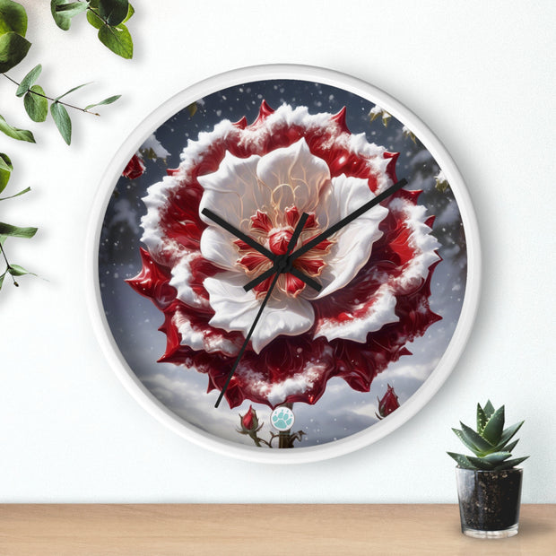 Grace in Frost Wall Clock - Tudor Rose - Winter Beauty