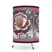 Grace in Frost Tripod Lamp with High-Res Printed Shade - Tudor Rose - Winter Beauty