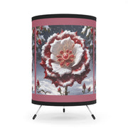 Grace in Frost Tripod Lamp with High-Res Printed Shade - Tudor Rose - Winter Beauty