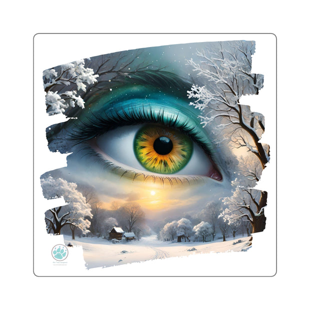 Mother Nature's Gaze Original Artwork Square Stickers - Winter Landscape Design