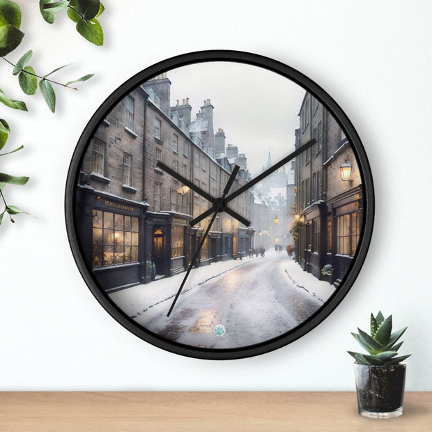 Winter Whispers in Edinburgh Wall Clock - Travel Lover - Edinburgh Scotland