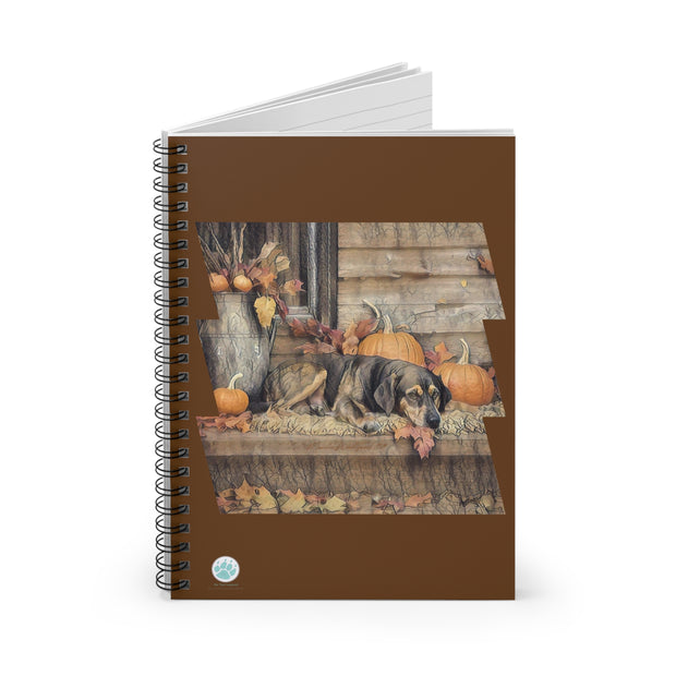 Old Solider Spiral Notebook - Cozy Dog & Pumpkin Design Autumn-Themed