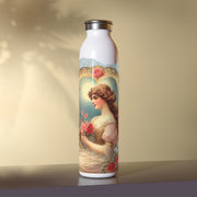 Victorian Love's Embrace Water Bottle - Vintage Vibes - Victorian Valentine Artwork with Roses