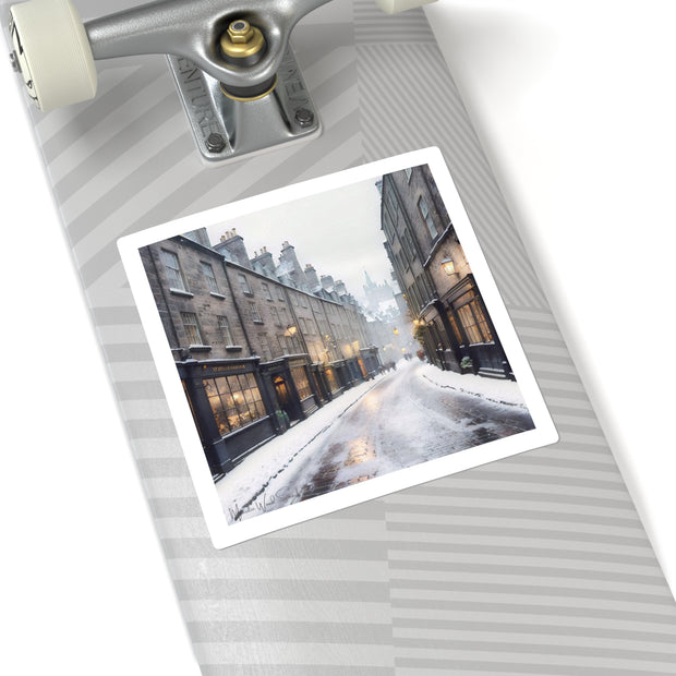 Winter Whispers in Edinburgh Square Stickers - Travel Lover - Edinburgh Scotland