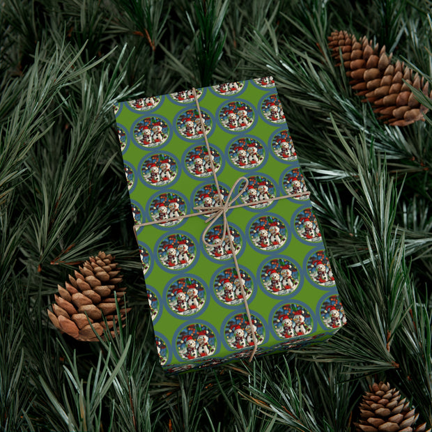 Two Snowmen Gift Wrap Papers - Snowmen Winter Wonderland Design