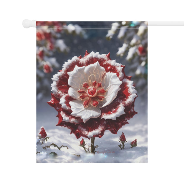 Grace in Frost Garden Banner - Tudor Rose - Winter Beauty