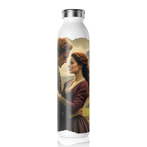 Highland Hearts Slim Water Bottle - Romantic Scottish Couple - Perfect for fans of Outlander