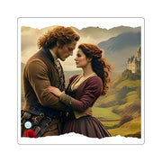 Highland Hearts Square Stickers | Vintage Scenic Design for Laptops & Journals - perfect for fans of Outlander