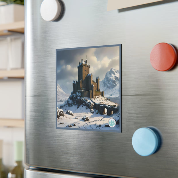 Whispers of Winter's Past Square Magnet - Castle In Winter - Architecture Lovers - Castle Lovers