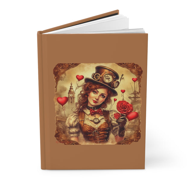 Timeless Affection Hardcover Journal in Brown - Steampunk - Valentines Day